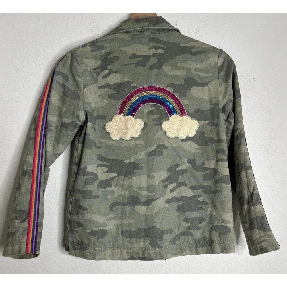 Children's Place Camo Rainbow Sequin Lightweight Jacket Girls Size 10/12